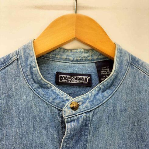 ランズエンド LANDS END 90-00S バンドカラー L/S デニム シャツ メンズ import:M